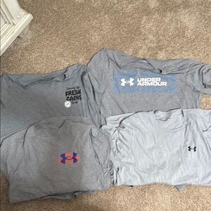 4 Under Armour Gray T-Shirts, all size medium men’s